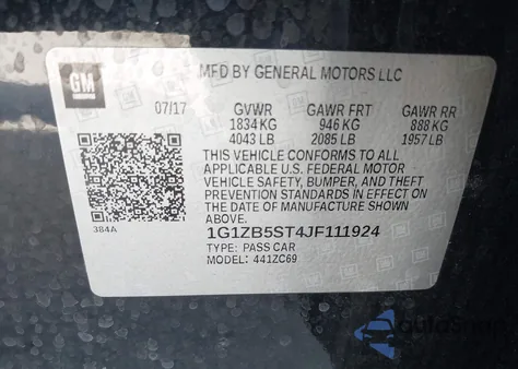 2018 Chevrolet Malibu 1Ls z USA, uszkodzony, nr VIN 1G1ZB5ST4JF111924